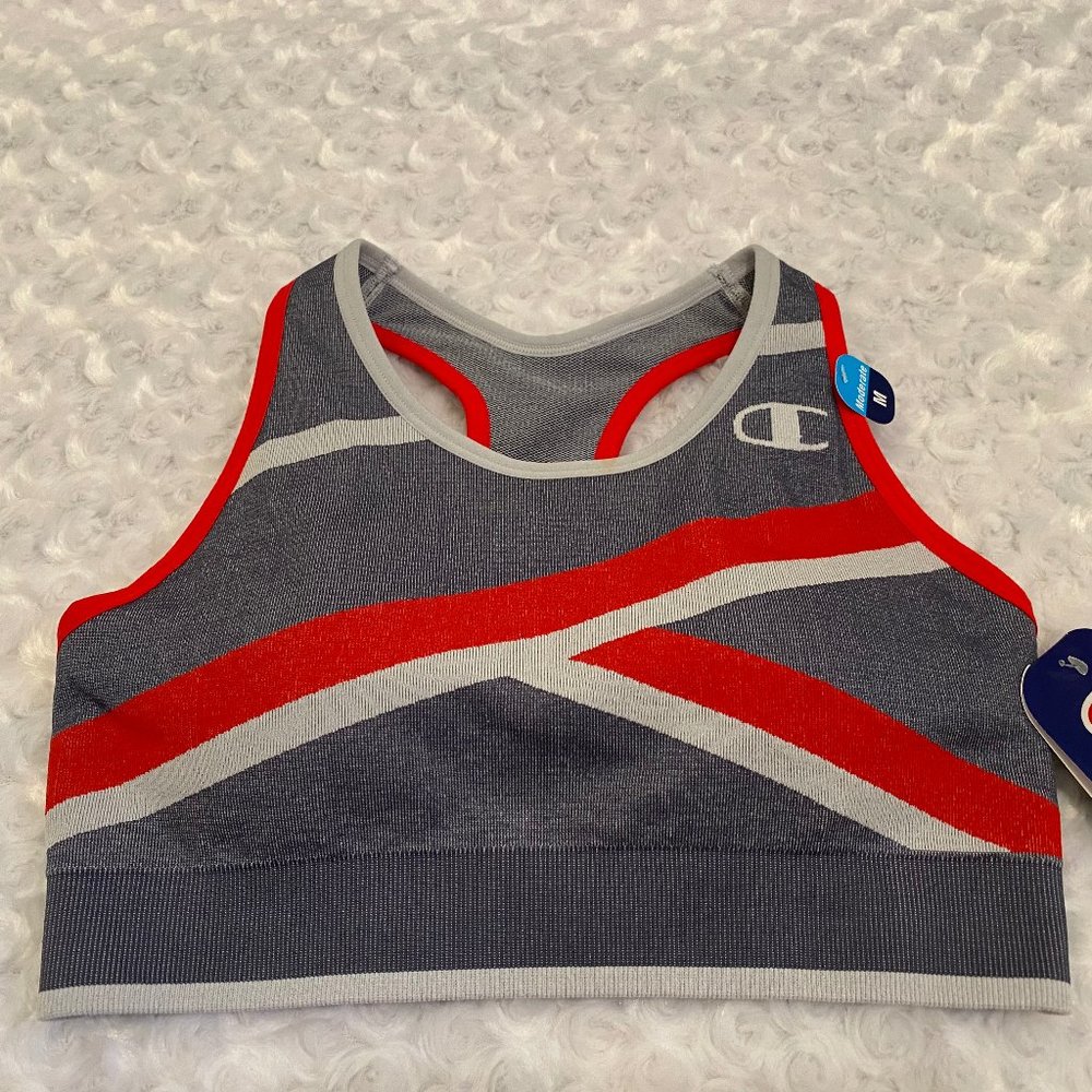 Champion Ladies Red/Gray Racerback Sports Bra - Double Dry Tech - M